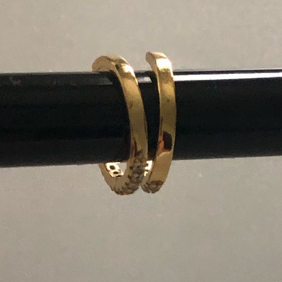 CUFF EARRINGS PAVE SET CZ 1/2 Gold plated - Picture 5 of 7